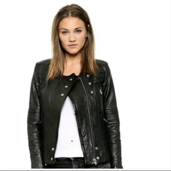IRO Joss Lamb Leather Moto Jacket Black - Picture 7 of 8